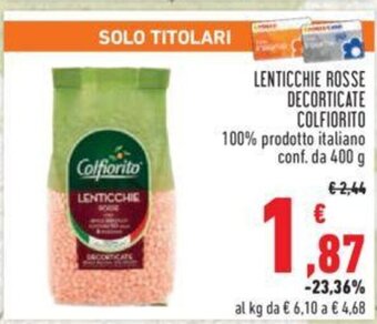 Conad LENTICCHIE ROSSE DECORTICATE COLFIORITO 400 g offerta