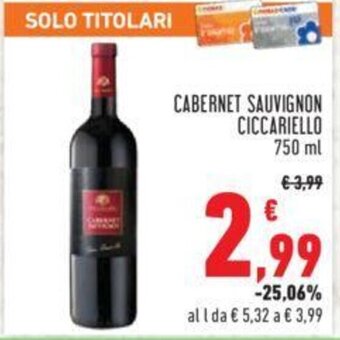 Conad CABERNET SAUVIGNON CICCARIELLO 750 ml offerta