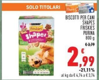 Conad BISCOTTI PER CANI SHAPES FRISKIES PURINA 800 g offerta