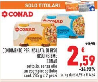 Conad CONDIMENTO PER INSALATA DI RISO RISOINSIEME CONAD conf. 285 g x 2 pezzi offerta