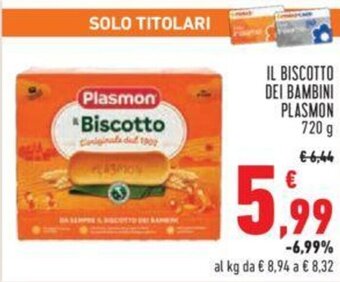 Conad IL BISCOTTO DEI BAMBINI PLASMON 720 g offerta
