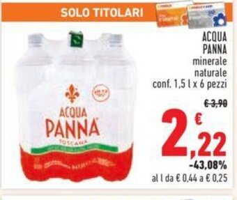 Conad ACQUA PANNA minerale naturale conf. 1,5 l x 6 pezzi offerta