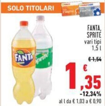 Conad FANTA, SPRITE vari tipi 1,5 l offerta
