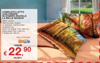 COMPLETO LETTO CON FEDERE IN STAMPA DIGITALE LA BELLE MAISON