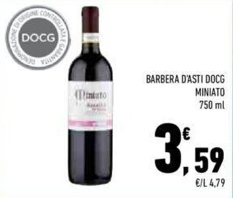 Conad BARBERA D'ASTI DOCG MINIATO 750 ml offerta