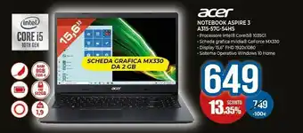 Expert Acer A315-57G-54HS Notebook Aspire 3 offerta