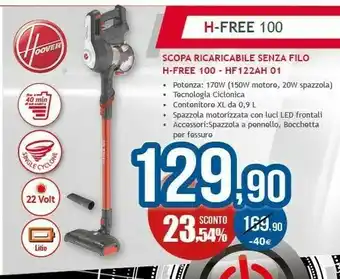 Expert Dove Hoover H-FREE 100 HF122AH 011 Senza Sacchetto Titanio offerta