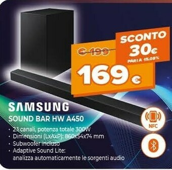 Expert Samsung HW-A450 Altoparlante Soundbar Nero 2.1 Canali offerta