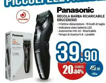 Expert Panasonic ERGC53K503 Regola Barba Ricaricabile LED offerta
