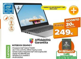 Expert Lenovo Notebook Ideapad 1 offerta