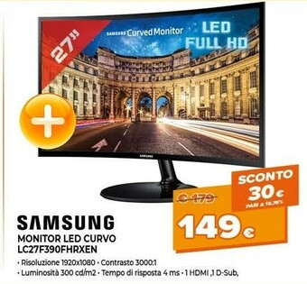Expert Samsung Monitor LED Curvo LC27F390FHRXEN offerta