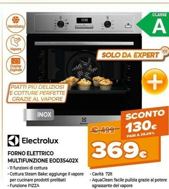 Expert Electrolux EOD3S40X Forno Elettrico 72 L Acciaio Inossidabile A offerta