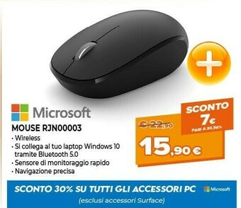 Expert Microsoft RJN-00003 Mouse Bluetooth Ambidestro offerta