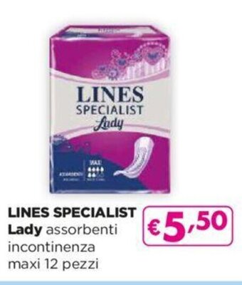 Acqua & Sapone LINES SPECIALIST Lady assorbenti incontinenza maxi 12 pezzi offerta