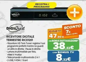 Expert Digiquest RICD1201 Set-top Box TV Terrestre Full HD Nero offerta