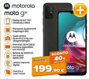 Expert Motorola Moto G30 16,5 Cm (6.5") Doppia SIM Android 11 4G USB Tipo-C 6 GB 128 GB 5000 MAh Nero offerta