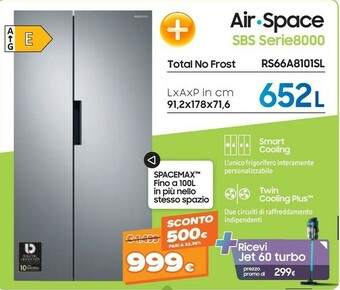 Samsung RS66A8101SL Frigorifero Side-by-side Incasso/libero E Acciaio Inossidabile