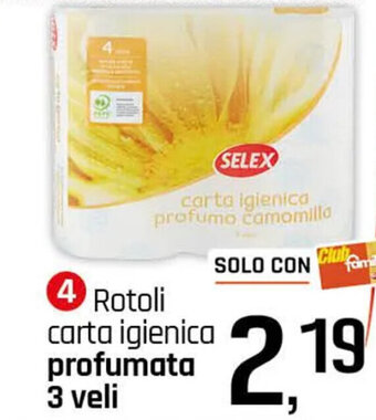 Famila Superstore 4 Rotoli carta igienica profumata 3 veli offerta
