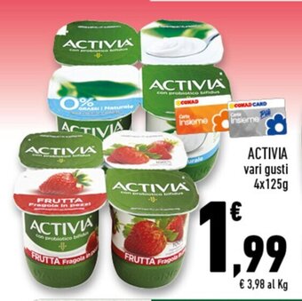 Conad Superstore ACTIVIA vari gusti 4x125g offerta