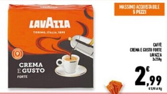 Conad Superstore CAFFÈ CREMA E GUSTO FORTE LAVAZZA 2x 250g offerta