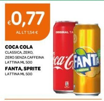 Ekom COCA COLA CLASSICA, ZERO, ZERO SENZA CAFFEINA LATTINA ML 500 FANTA, SPRITE LATTINA ML 500 offerta