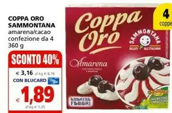 Sammontana Coppa Oro Amarena Con Amarene Fabbri Panna Fresca E Meringhe 360 G(ml)