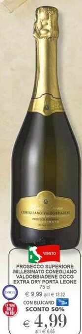 Il Gigante Porta Leone Prosecco Superiore Millesimato Conegliano Valdobbiadene DOCG Extra Dry offerta