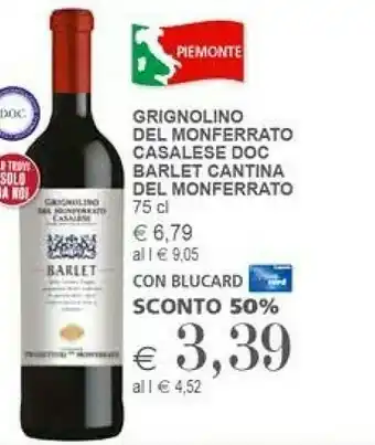 Il Gigante Barlet Cantina Del Monferrato Grignolino Del Monferrato Casalese DOC offerta