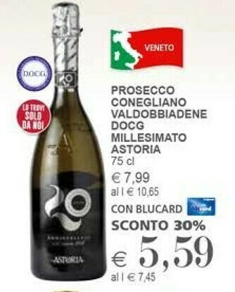 Il Gigante Millesimato Astoria Prosecco Conegliano Valdobbiadene Docg offerta