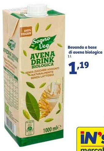 In'S Mercato Sogno Veg - Avena Drink Biologica 1000 G(ml) offerta