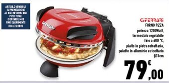 Conad Superstore GFERRARI FORNO PIZZA polenza 1200wati, termostalo regolabile fino a 400 °C. piatto in pietra refrattaria, offerta