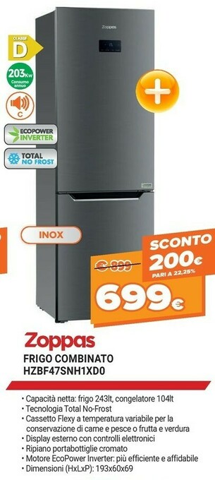 Expert Zoppas FRIGO COMBINATO HZBF47SNH1XD0 offerta