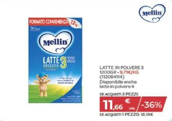 Bimbo Store Mellin LATTE IN POLVERE 3 1200GR offerta