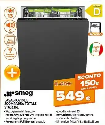 Expert Smeg ST65336L Lavastoviglie A Scomparsa Totale 13 Coperti A+++ offerta