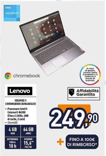 Unieuro Lenovo IDEAPAD 3 CHROMEBOOK (82N40034IX) offerta