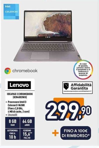 Unieuro Lenovo IDEAPAD 3 CHROMEBOOK (82N4002NIX) offerta