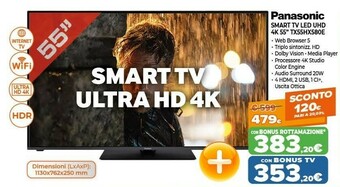 Expert Panasonic TX-55HX580E TV 139,7 Cm (55") 4K Ultra HD Smart TV Wi-Fi Nero offerta