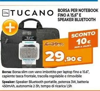 Expert Tucano Borsa Per Notebook Fino A 15.6'' E Speaker Bluetooth offerta