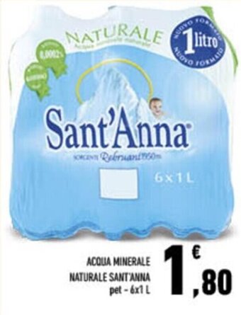 Conad City ACQUA MINERALE NATURALE SANT'ANNA pet - 6x1 L offerta