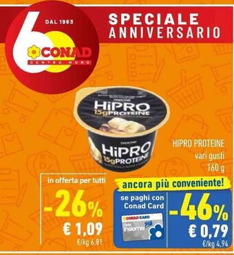 Conad HIPRO PROTEINE vari gusti 160 g offerta