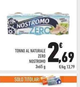 Conad TONNO AL NATURALE ZERO NOSTROMO 3x65 g offerta