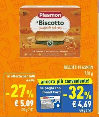 Conad BISCOTTI PLASMON 720 g offerta