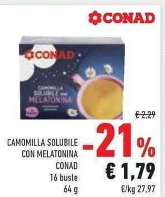 Conad CAMOMILLA SOLUBILE CON MELATONINA CONAD 64 g offerta