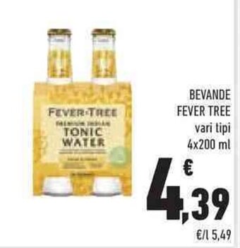 Conad BEVANDE FEVER TREE vari tipi 4x200 ml offerta