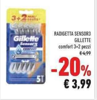 Conad RADIGETTA SENSOR3 GILLETTE comfort 3+2 pezzi offerta
