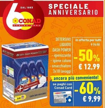 Conad DETERSIVO Liquido DASH POWER 3x18 lavaggi offerta