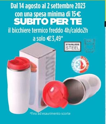 bicchiere termico freddo 4h/caldo2h