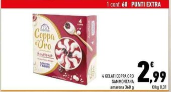 Conad 4 GELATI COPPA ORO SAMMONTANA amarena 360 g offerta