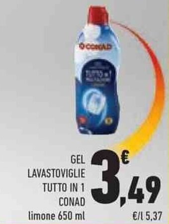 Conad GEL LAVASTOVIGLIE TUTTO IN 1 CONAD 650 ml offerta