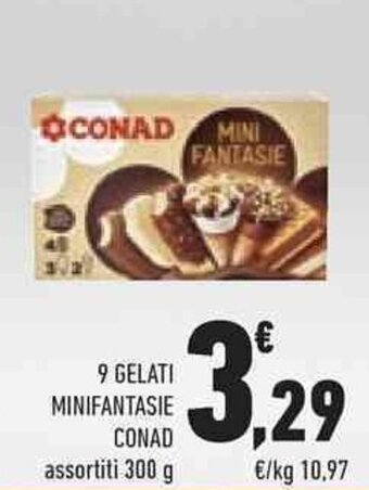 Conad 9 GELATI MINIFANTASIE CONAD assortiti 300 g offerta